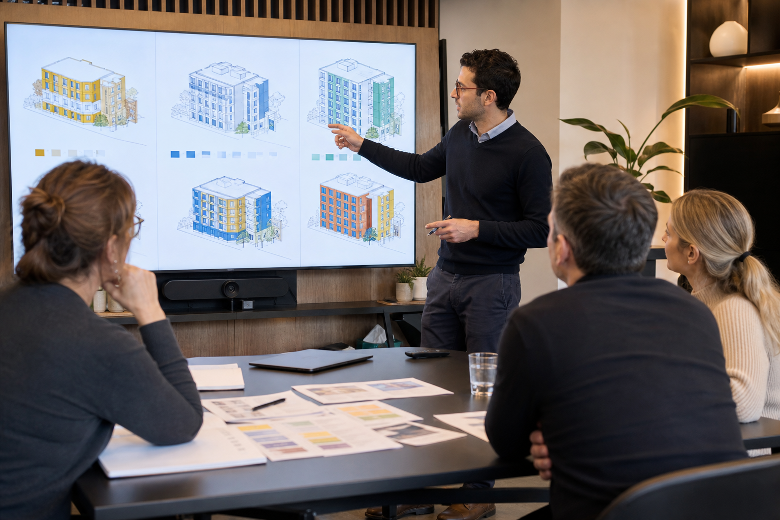 Présentation des scénarios de travaux à une assemblée de copropriétaires